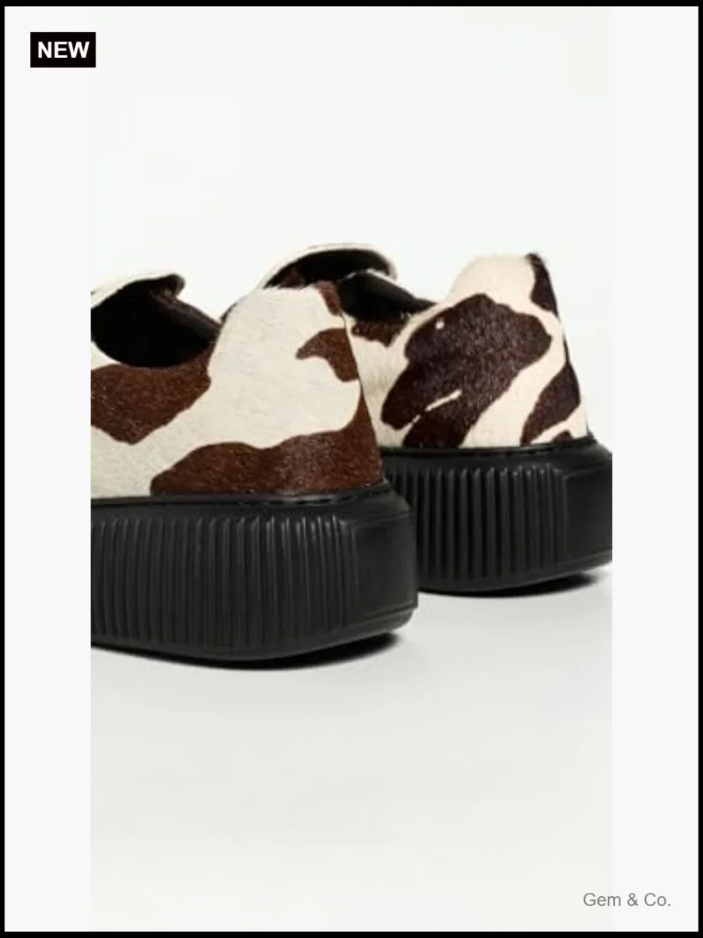 Cow Print Platform Loafers with Cushioned Footbed